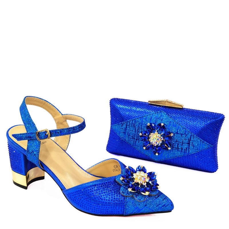 Italian Shoes and Bags to Match Shoes with Bag Set Decorated with Rhinestone Nigerian Women Wedding Shoes Set Wedding Party Bag