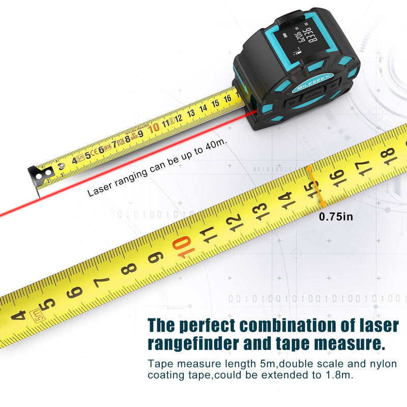 Mileseey DT10 / DT11 Laser Telescopic Tape Measure 2-in-1 Digital Distance Rangefinder with Anti-drop LCD Display,Magnetic Hook