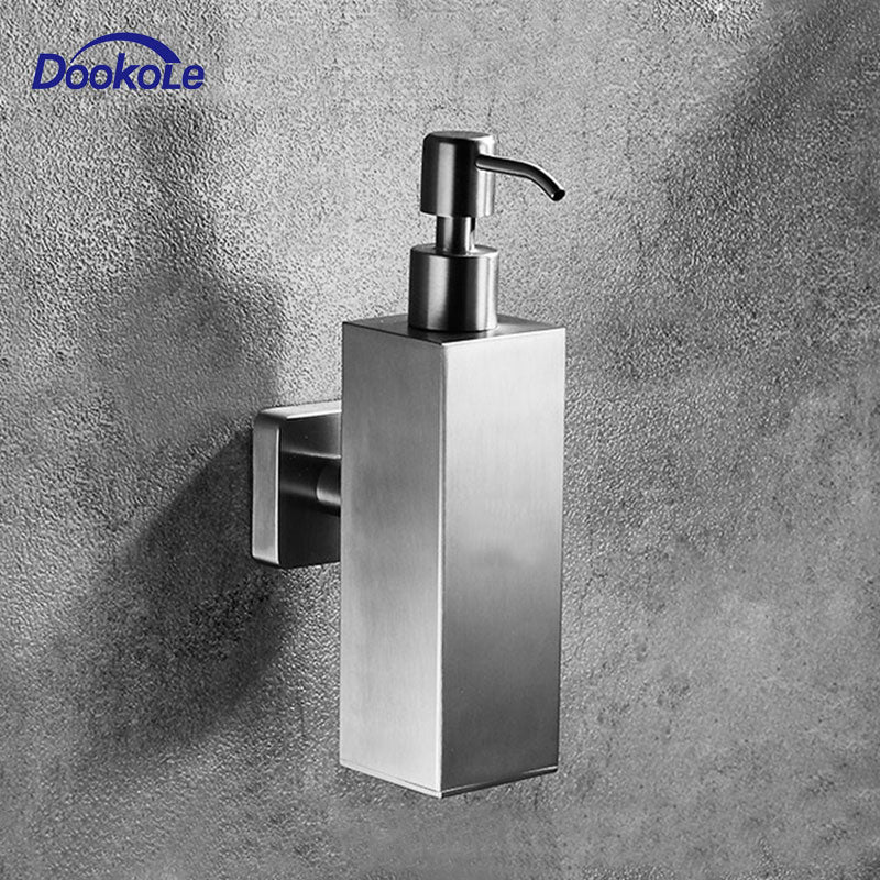 304 Stainless Steel Soap Dispenser Wall Mount, Manual Liquid Soap Dispenser Shampoo Dispenser for Kitchen and Bathroom