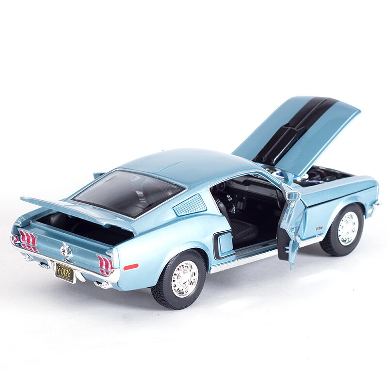 Maisto 1:18 1968 Ford Mustang GT Cobra Jet, coche deportivo, simulación estática, vehículos fundidos a presión, modelos coleccionables, juguetes de coche