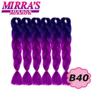 24inch Jumbo Braids Synthetic Hair For Box Braid Ombre Braiding Hair Extensions Three Tone Black Brown Blue Pink Mirra’s Mirror