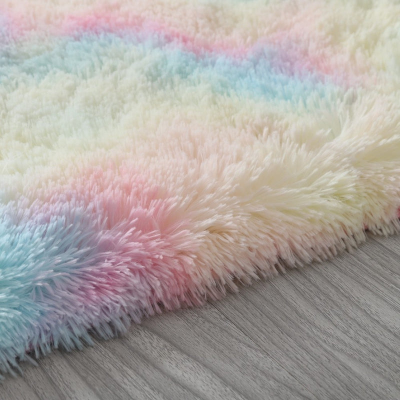 Alfombras esponjosas de arcoíris, alfombra antideslizante peluda para comedor, sala de estar, dormitorio, mesita de noche, alfombra de felpa, alfombrilla para el suelo, decoración del hogar