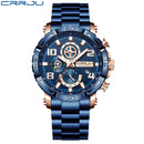 Relojes CRRJU para hombre, esfera grande, resistente al agua, de acero inoxidable, con manecillas luminosas, cronógrafo deportivo, reloj Masculino