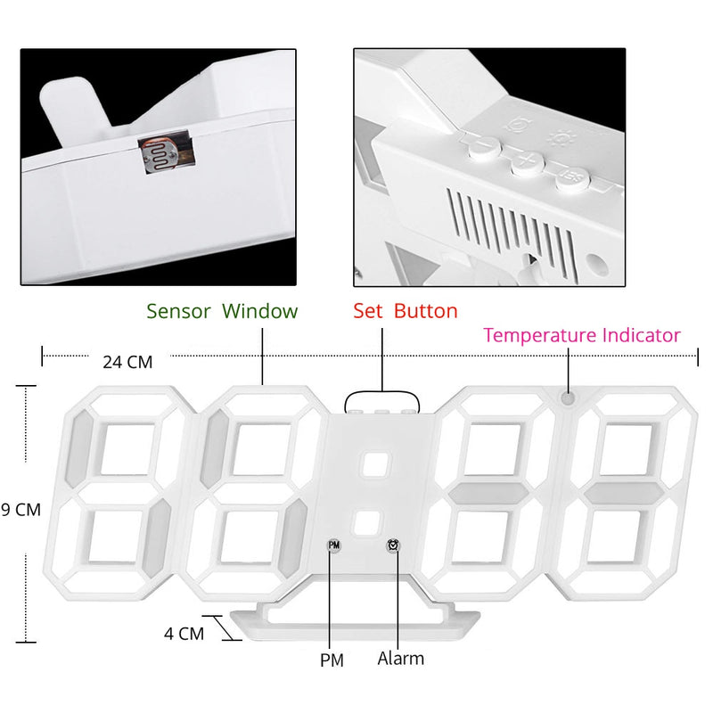 Reloj de pared Digital LED, alarma, fecha, temperatura, retroiluminación automática, mesa de escritorio, decoración del hogar, soporte, relojes colgantes