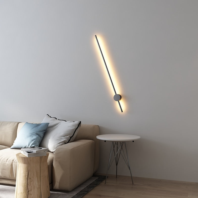 Lámpara de pared larga minimalista nórdica moderna Led regulable luz de pared interior sala de estar dormitorio LED lámpara de noche decoración del hogar iluminación