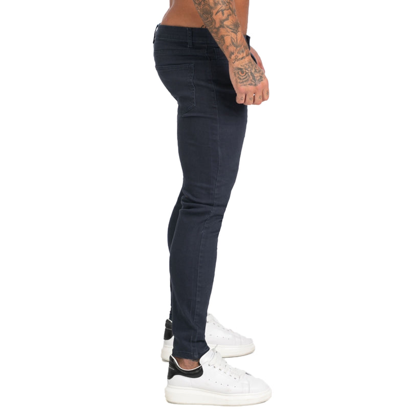 GINGTTO Jeans para hombre Pantalones elásticos de mezclilla Super Skinny Fit Jeans para hombre Cintura elástica Bestting para el cuerpo atlético Hip Hop zm172