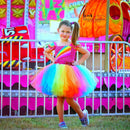 Jojo Siwa Tutu Kleid mit Haarschleife Regenbogen Mädchen Prinzessin Kleid Tüll Kinder Tutu Kleider für Mädchen Urlaub Geburtstag Party Kostüm