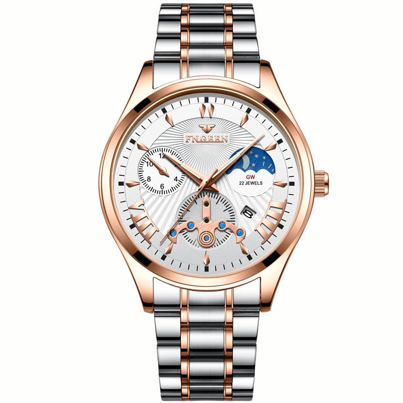 Luxury Fashion Stylish Men Watch Bussiness Calendar Luminous hands Quartz Wristwatch Moon and Star Watch Men Relogio Masculino