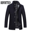 Winter Warm Wollmischung Mantel Herren Dicke Mäntel Topcoat Herren Einreiher Jacken Und Mäntel Mit Verstellbarer Weste Herrenmantel