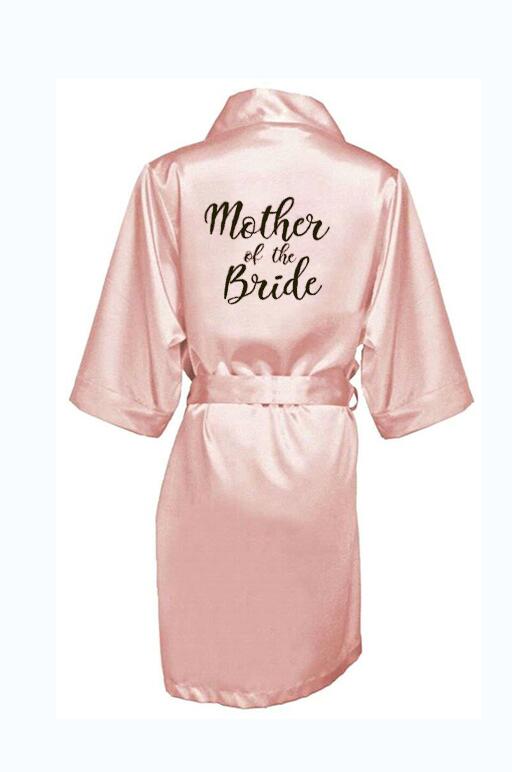 new bride bridesmaid robe with white black letters mother sister of the bride wedding gift bathrobe kimono satin robes