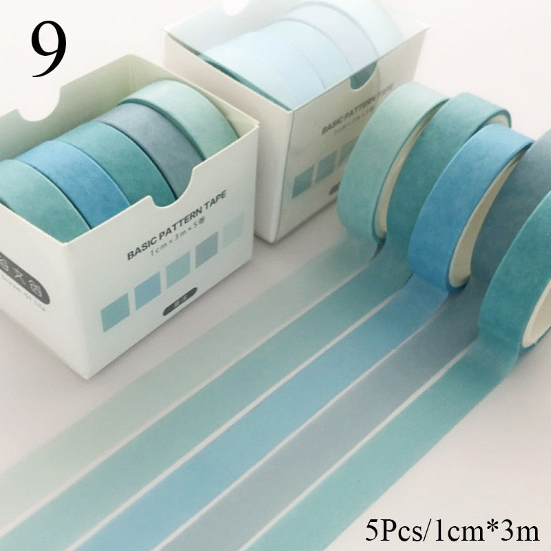 5 Teile / satz Grid Washi Tape Nettes Dekoratives Klebeband Einfarbiges Abdeckband Für Aufkleber Scrapbooking DIY Schreibwarenband