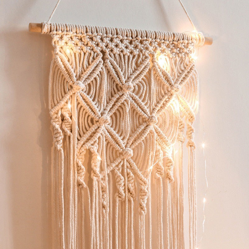 Macrame Woven Wall Hanging Boho Chic Bohemian Room Geometric Tapestry Art Beautiful Apartment Dorm Room Decoration