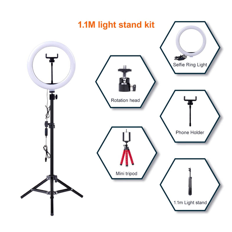 Yizhestudio Ring Lamp with tripod Dimmable Selfie Ring Light with stand color Annular tube photographic lighting For Live Studio