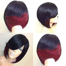Short Bobo Wig for Black Women Girl Synthetic Wigs Black and Green Red Wig For Cosplay Party Daily Use Heat Resistant Fiber