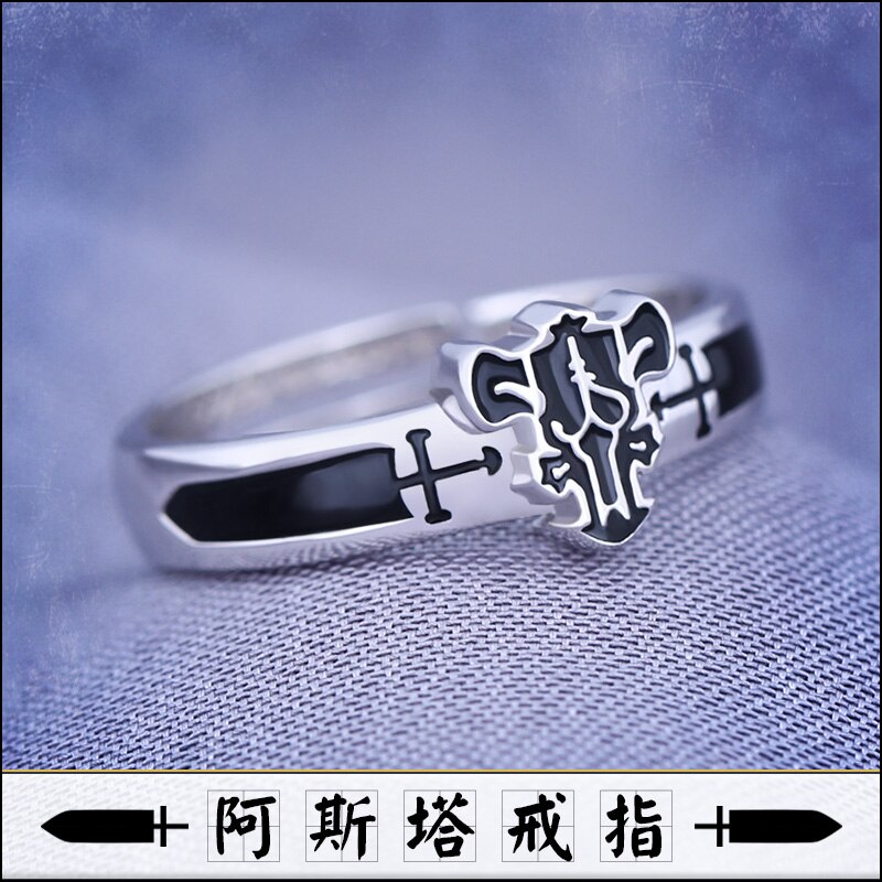 Japanese Anime Black Clover Asta Cosplay S925 Silver Ring Fashion Adjustable Men Women Finger Rings Jewelry Birthday Xmas Gift