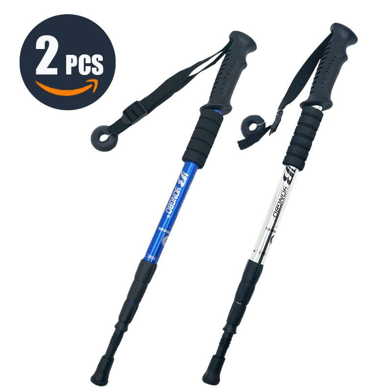 Walking Adjustable Trekking Pole Anti Shock Ultra Light Alpinism Poles Telescopic Ultralight Hiking Travel Non-slip Stick