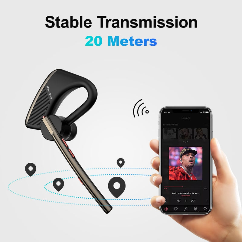 New Bee M50 Bluetooth 5.2 Headset Wireless Earphones Headphone with Dual Mic Earbuds Earpiece CVC8.0 Noise Cancelling Hands-free
