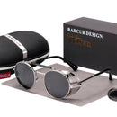 BARCUR Round Polarized Sunglasses Gothic Steampunk Sunglasses Men Women Vintage Shades UV400