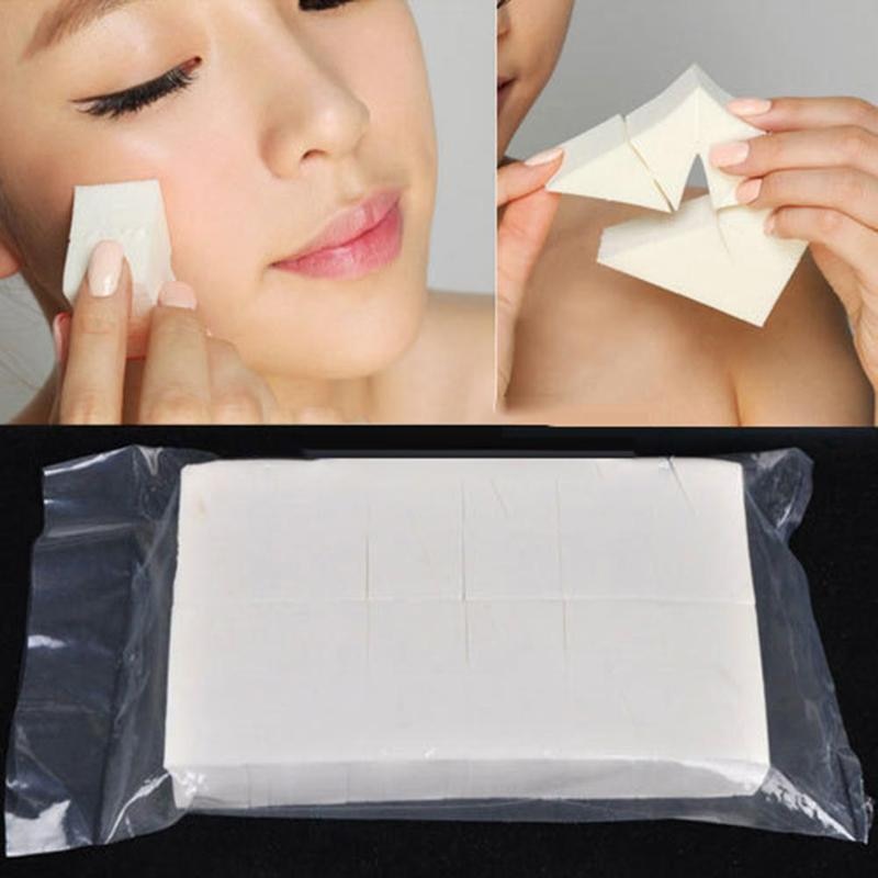 24 Pcs Different Sizes White Triangle Cotton Pad Makeup Sponge Foundation Wet Dry Use Non-latex Vitamin E Cosmetic Puff