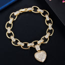 CWWZircons Love Heart Charm CZ Cubic Zirconia Gold Plated Cuban Link Chain Bracelets for Women Femme Fashion Jewelry Gift CB200