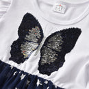 VIKITA Mädchen Prinzessin Kleid Neue Herbst Kind Mädchen Kleid Pailletten Süße Mädchen Freizeitkleidung Schmetterling Kostüme Kinderkleidung