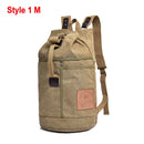 Male Tactical Bucket Canvas Backpack Letter Printing Large Capacity Military Army Bags Outdoor Travel Climbing Round Bag XA678WD