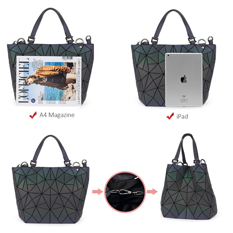 women handbags 3 pcs bag set luminous crossbody bags for women wallet 2021 Geometric shoulder bag female purse and handbag Tote