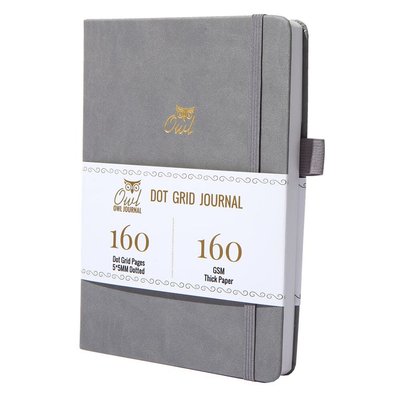 BUKE Dotted Journal Dot Grid Notebook Sketcbook - PU Leather, 160gsm Thick Paper, Inner Pocket, Elastic Closure, Pen Holder