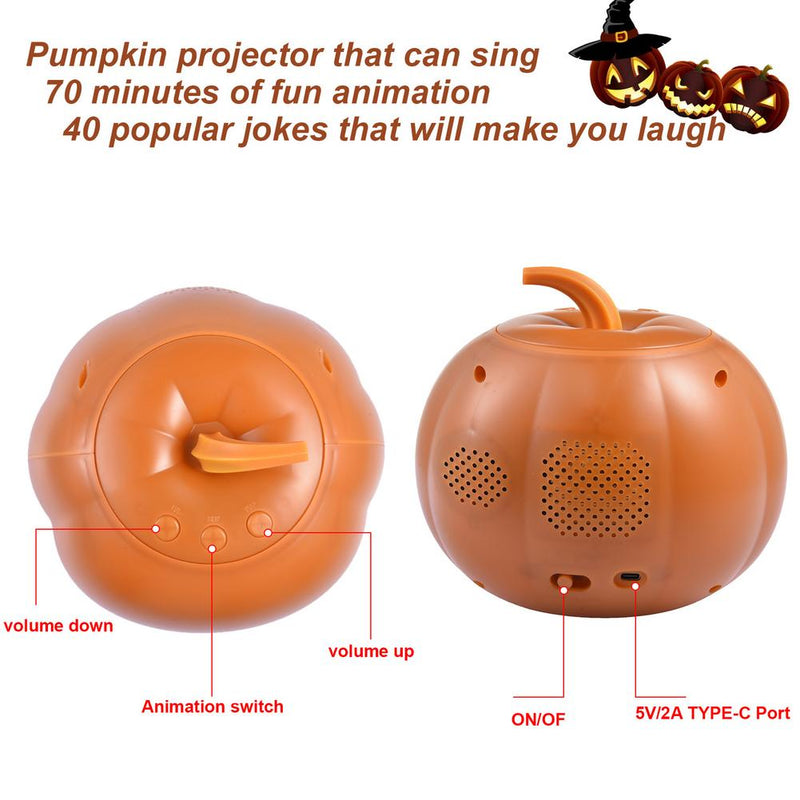 Halloween Flash Talking Singing Animated LED Pumpkin Projection Lamp For Home Party Lantern House Decorations Props