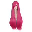 QQXCAIW Long Straight Cosplay Red Black Puprle Pink Blue Sliver Gray Blonde White Oragen Brown 80 Cm Synthetic Hair Wigs