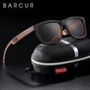 BARCUR Square Sunglasses Bamboo Women Brown Wood Sun glasses Men Polarized Vintage oculos de sol lunette de soleil femme