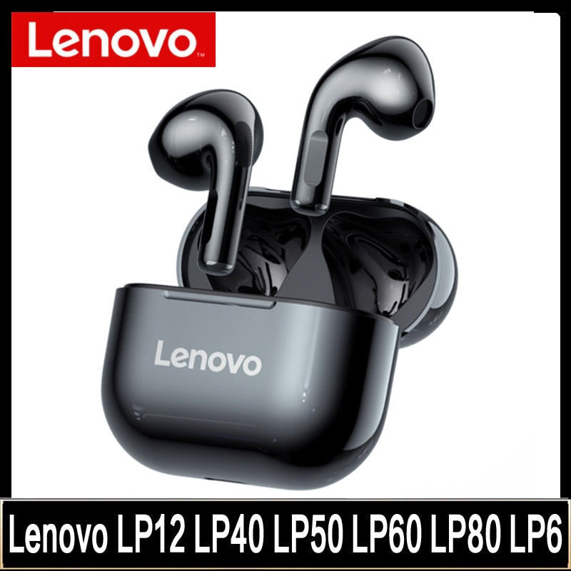 Lenovo LP40 LP6 LP12 LP50 LP60 LP80 Wireless Headphones TWS Earphones Bluetooth Dual Stereo Sports Headset Handfree Bass Earbuds