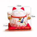 5 inch Maneki Neko Lucky Cat Ornament Ceramic Fortune Cat Statue Home Decorative Gift Feng Shui Beckoning Cat Piggy Bank