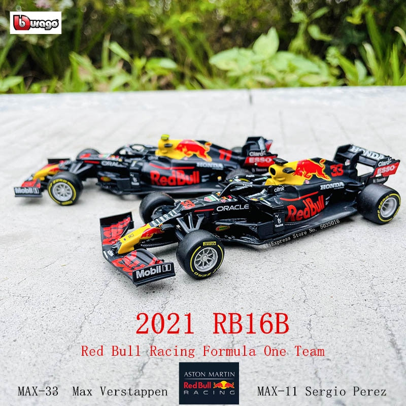 Bburago 1:43 2021 F1 Red Bull Racing RB16B 33 # Verstappen 11 # Sergio Perez Fórmula uno Simulación aleación súper modelo de coche de juguete