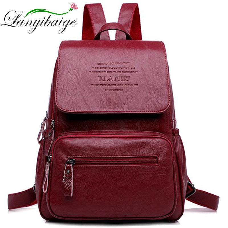 2022 Women Leather Backpacks High Quality Ladies Bagpack Luxury Designer Large Capacity Casual Daypack Sac A Dos Girl Mochilas