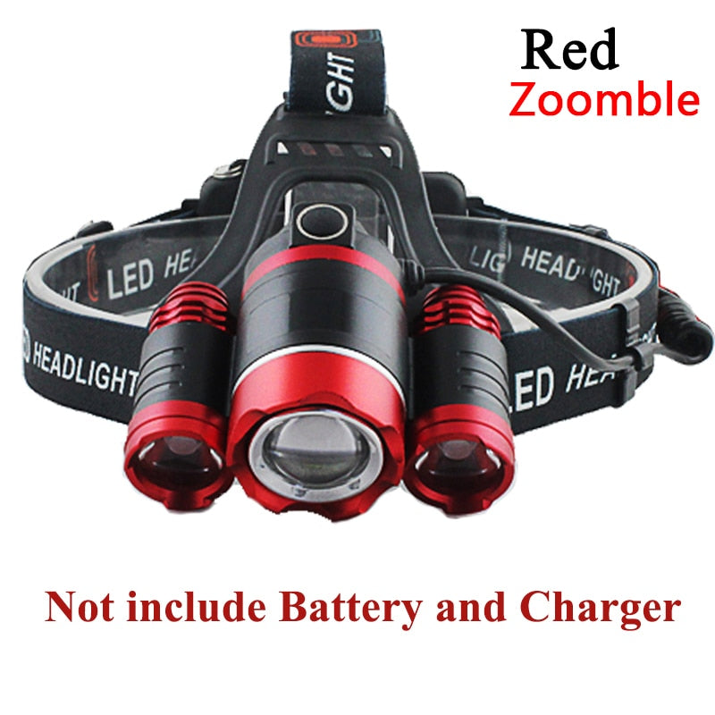 3 Led Scheinwerfer Wiederaufladbare XM-L T6 Scheinwerfer Licht Laterne Stirnlampe Taschenlampe Zoombare 18650 Batterie Jagd Angeln Beleuchtung