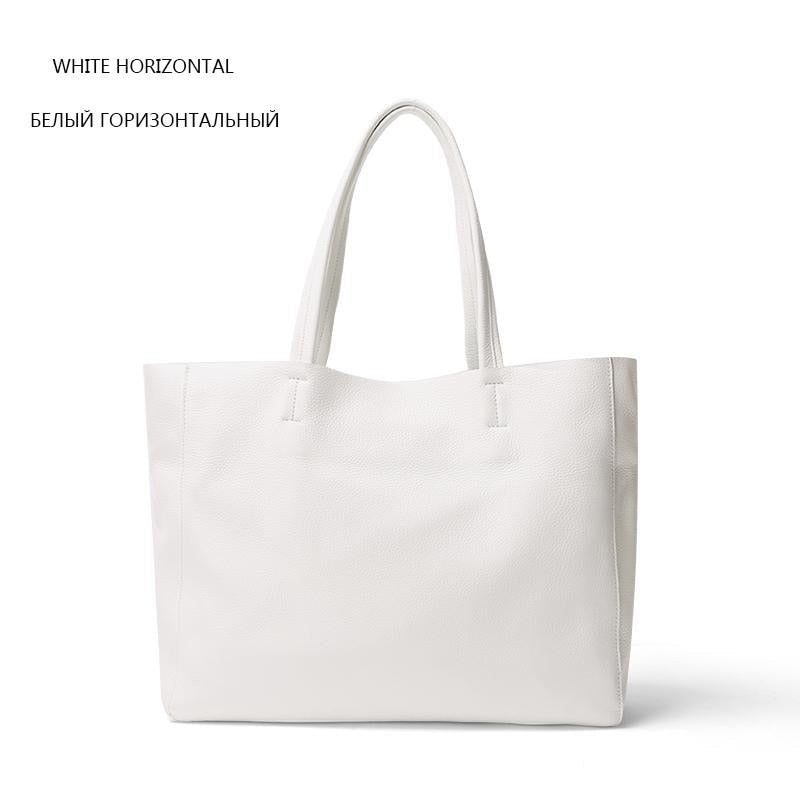 Bolso de hombro de cuero informal Simple para mujer, diseñador de marca de lujo, bolsos de mano de cuero genuino para mujer, bolso de viaje, bolso de mano grande para mujer