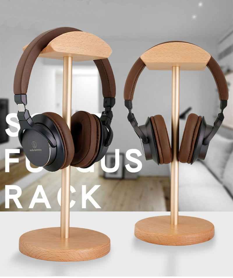 Soporte de madera universal para auriculares Pantalla creativa para soporte para auriculares Soporte simple Estante Colgar antideslizante Ahorro de espacio