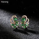 4 Farbe Edle Natürliche Zirkon Blume Ohrstecker Rot Grün Farbe Hochwertige Ohrringe Für Frau Ästhetisches Luxus Schmuck Geschenk
