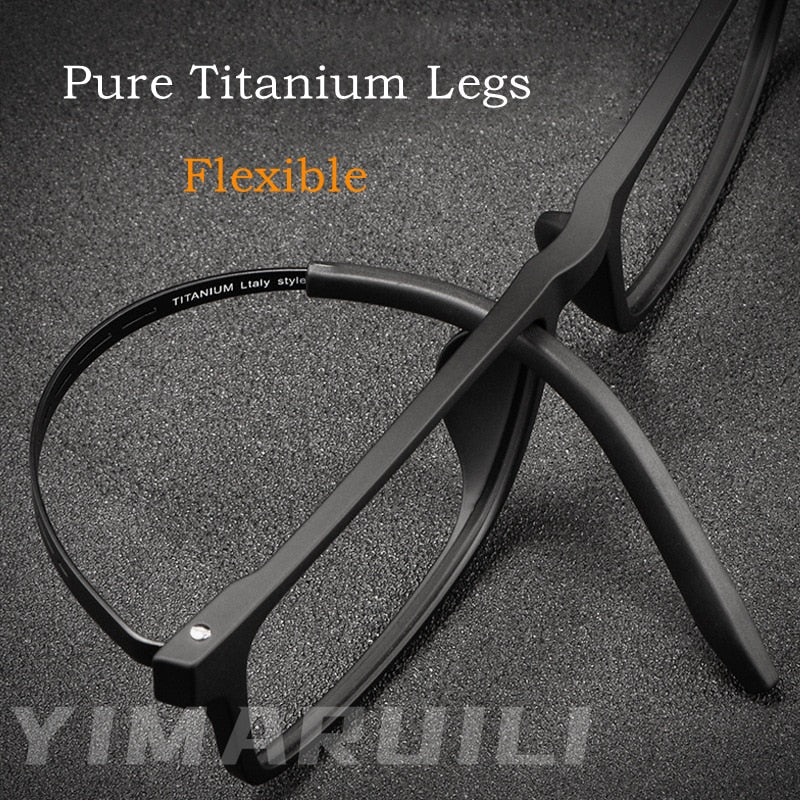 YIMARUILI Ultraleichte Mode Flexible TR90 Quadratische Brillen Reines Titan Optisches Brillengestell Für Männer 8822T