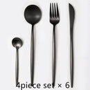 24Pcs/set Steak Knife Fork Coffee Spoon Teaspoon Gold Cutlery Kitchen Tableware Upscale Stainless Steel Western Tableware Set