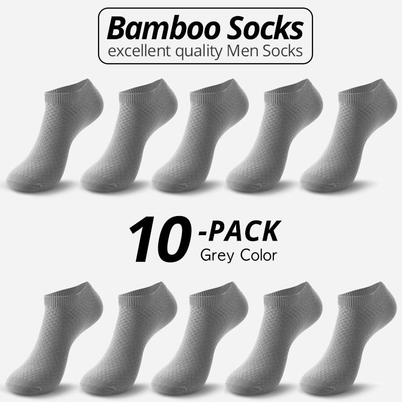 10 pares de calcetines de fibra de bambú para hombre, calcetines tobilleros cortos de negocios negros para hombre, calcetines transpirables de verano para hombre, zapatos de vestir, talla de ropa 38-44