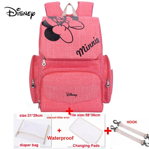 Disney Mama Wickeltasche Mutterschaft Wickeltasche für Babypflege Reiserucksack Designer Mickey Minnie Pink und Grau Handtaschen