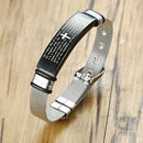 Vnox Laser Christian Lord's Prayer Cross Pulsera Hombres Ruso Español Hebreo Regalo Personalizado
