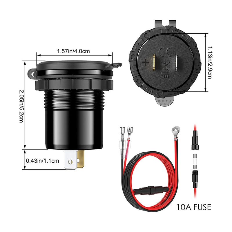 Quick Charge 3.0 36W Auto Dual USB Ladegerät QC3.0 Wasserdicht mit Voltmeter Schalter für 12V/24V Motorrad ATV Boot Marine RV