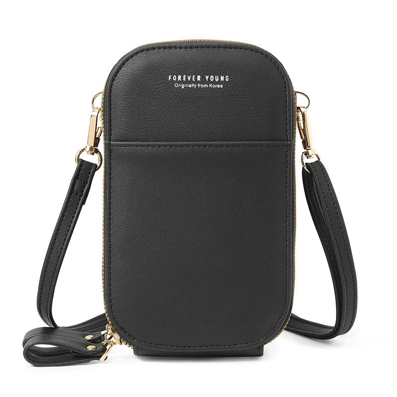 Mini bolso de hombro con bolsillo para teléfono de diseñador para mujer, bandolera de dos capas para mujer, bolso cruzado pequeño de piel sintética para mujer