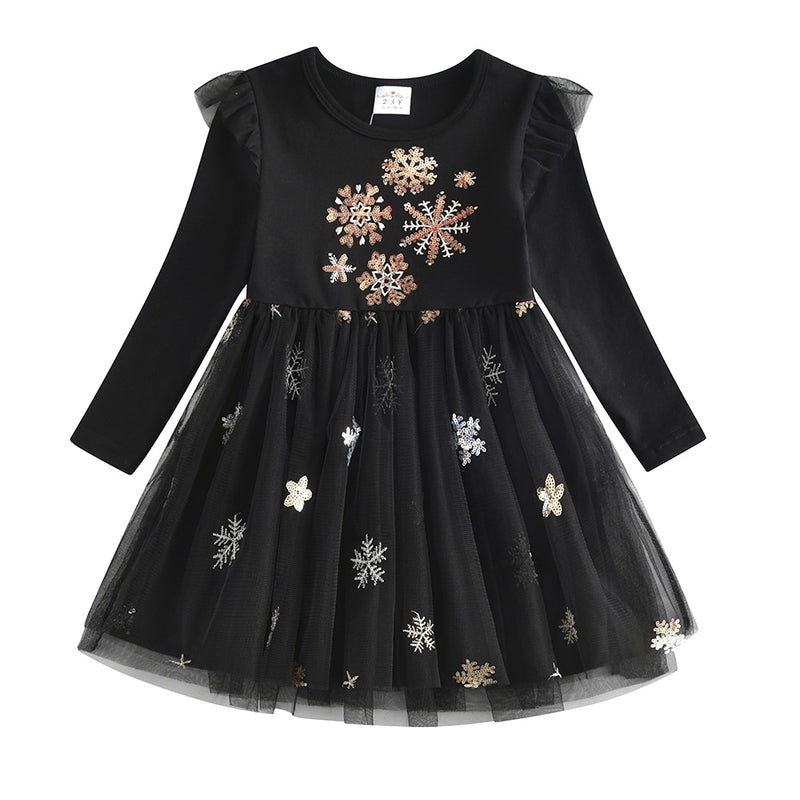 VIKITA Kinder Partykleid für Mädchen Kinder Pailletten Kleider Mädchen Stern Kleid Kleinkinder Freizeitkleider Kinder Herbst Kostüme