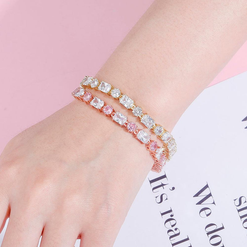 TOPGRILLZ 6mm Bracelets High Quality Round and Square Iced Out Cubic Zirconia Women&