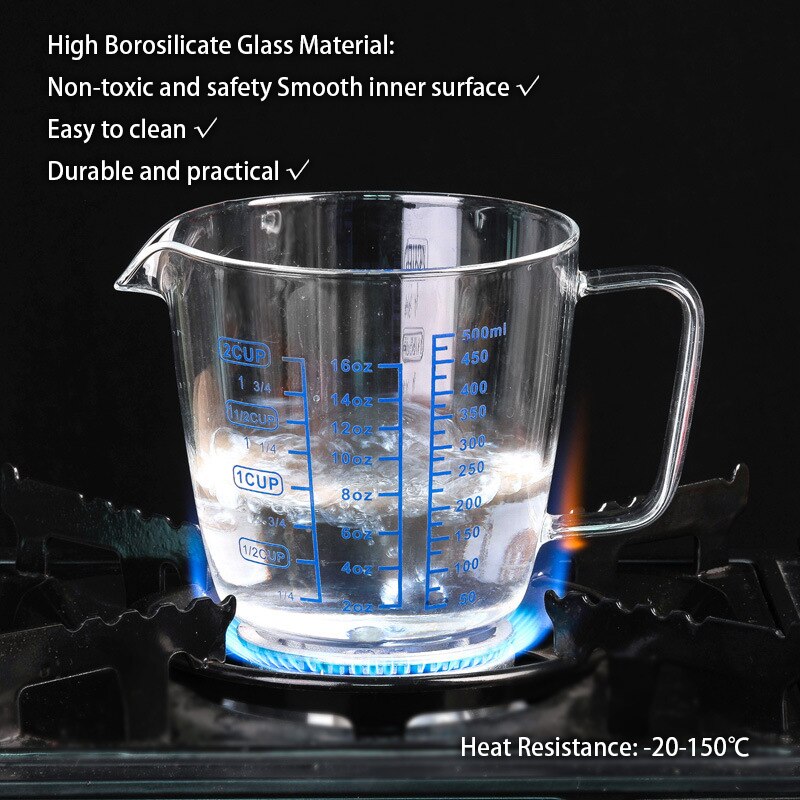 250/500ml Glass Measuring Cup Milk Jug Heat Resistant Glass Cup Measure Jug Creamer Scale Cup Tea Coffee Pitcher Microwave Safe