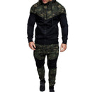 Men Causal Camouflage Patchwork Sets Camo Zipper Jacket+Pants 2PC Tracksuit Sportwear Hoodies Sweatshirt Pant Suit Plus Size